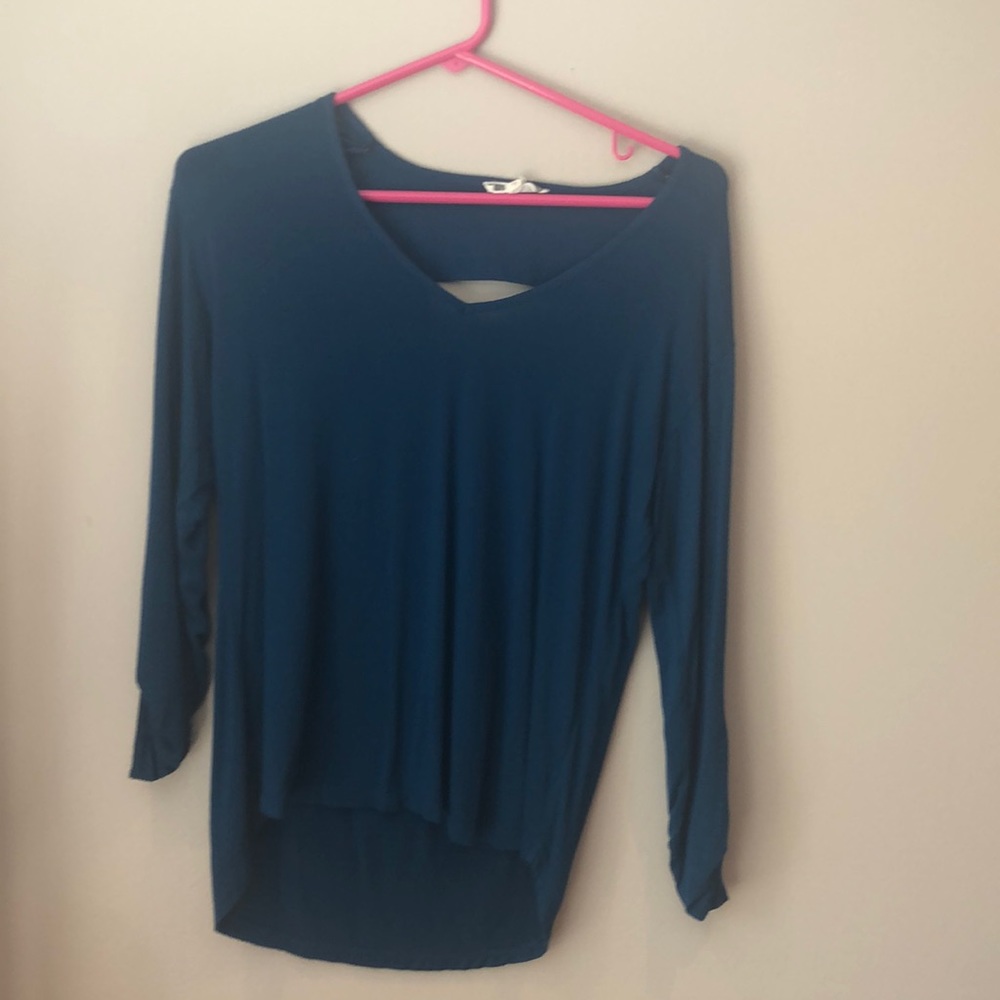 Teal Keyhole Dolman Sleeve Top